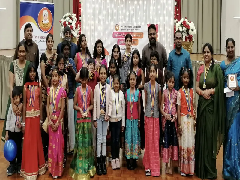 Auckland Tamil School students with their medals